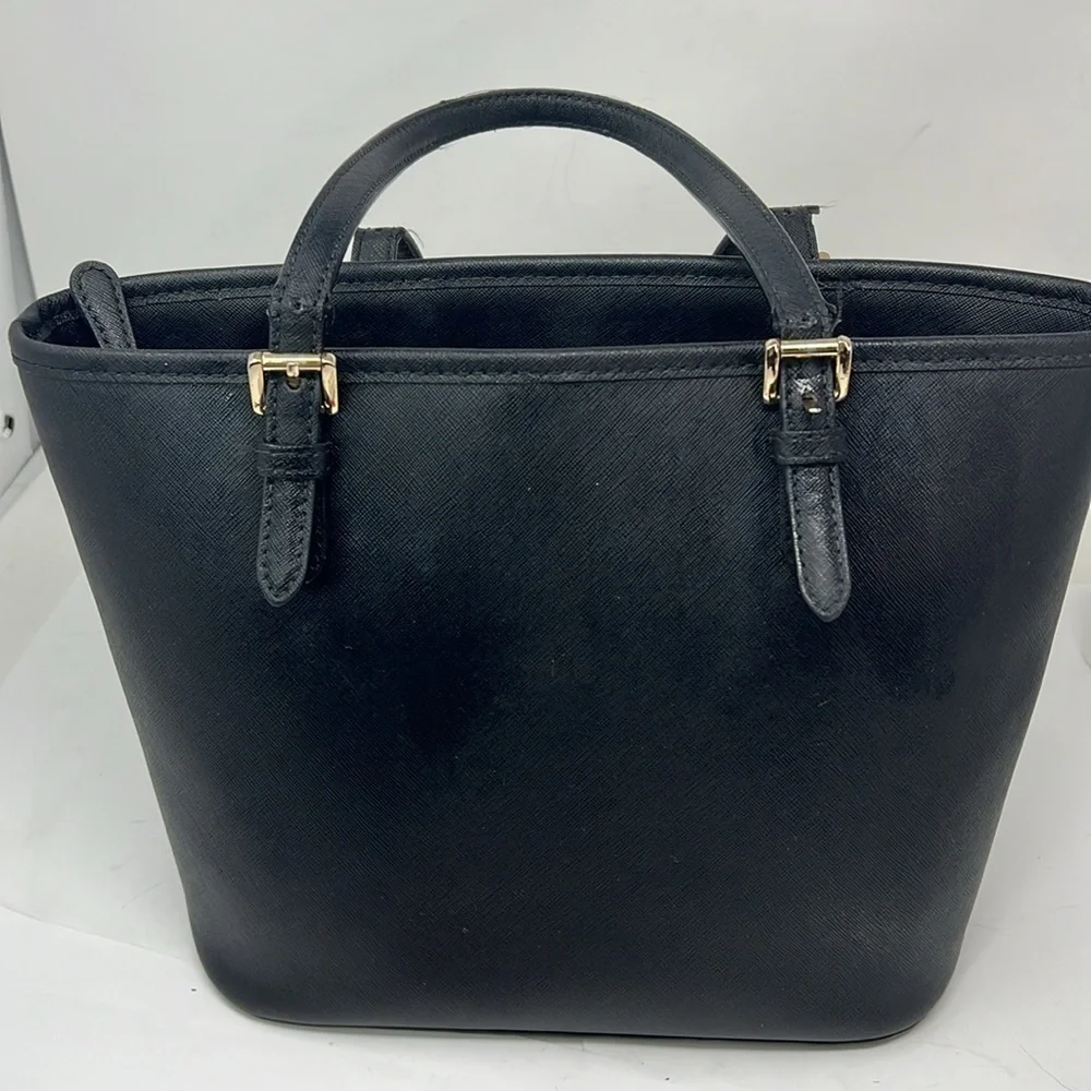 Michael Kors Jet Set Medium Black Saffiano Leather Tote Hand Bag - Picture 5 of 13